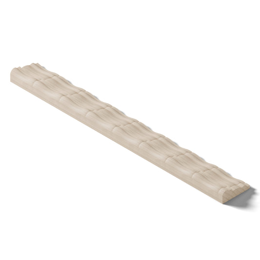 Ripple molding #212-23 in raw hard maple, isometric view from the back edge