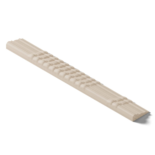 Ripple molding #212-46 in raw hard maple, isometric view from the back edge