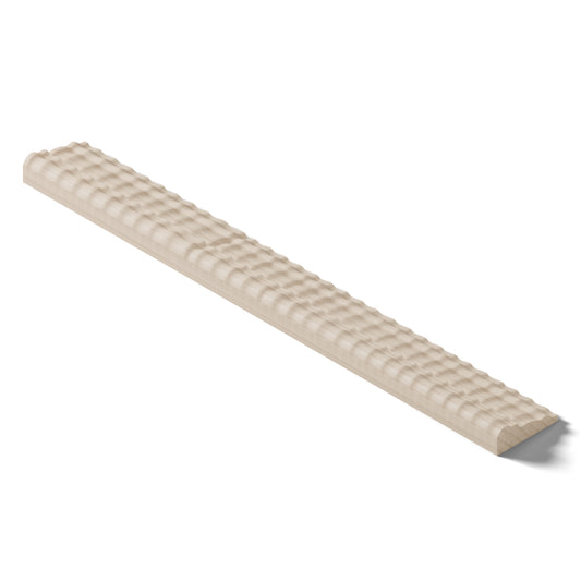 Ripple molding #212-71 in raw hard maple, isometric view from the back edge
