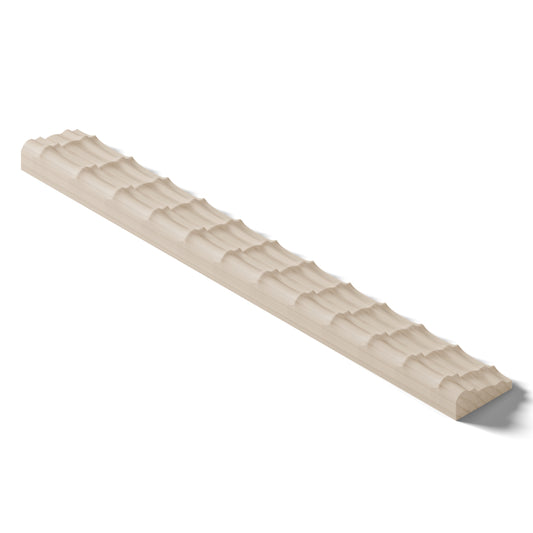 Ripple molding #212-77 in raw hard maple, isometric view from the back edge