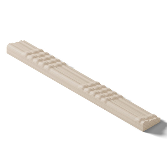 Ripple molding #212-84 in raw hard maple, isometric view from the back edge