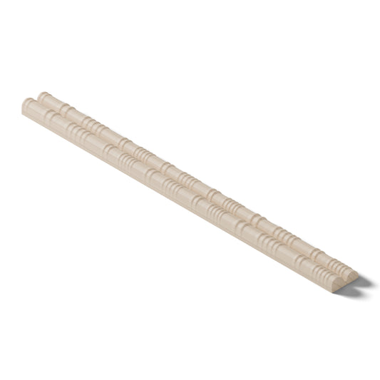 Ripple molding #234-14 in raw hard maple, 6 inch length, isometric view from the back edge