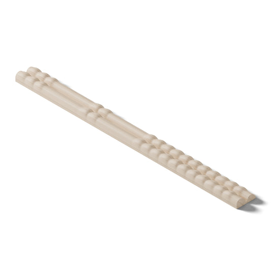 Ripple molding #234-29 in raw hard maple, 6 inch length, isometric view from the back edge