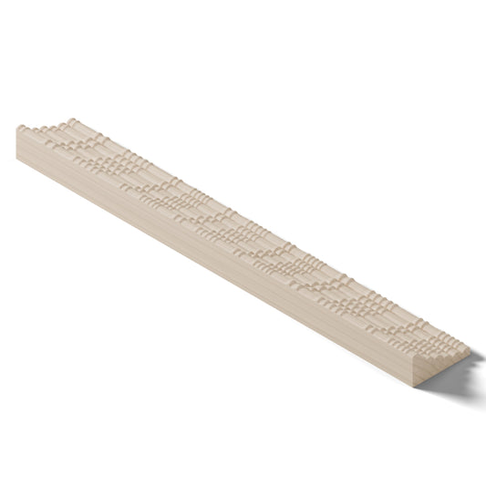 Ripple molding #235-14 in raw hard maple, 6 inch length, isometric view from the back edge