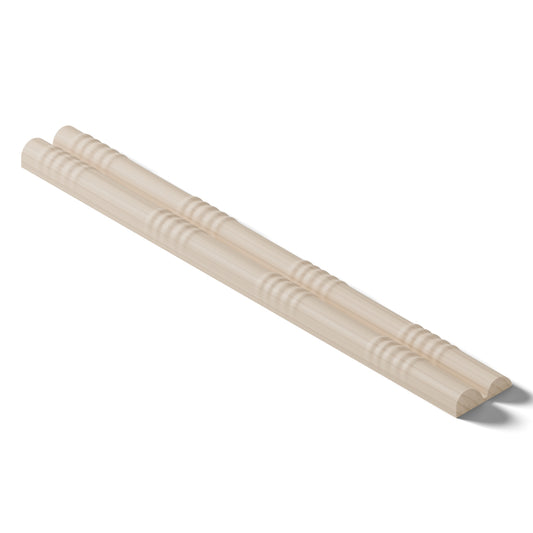 Ripple molding #236-10 in raw hard maple, 6 inch length, isometric view from the back edge