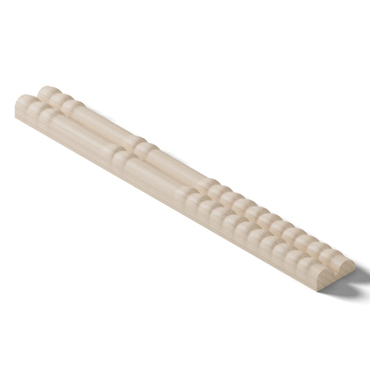 Ripple molding #236-29 in raw hard maple, 6 inch length, isometric view from the back edge