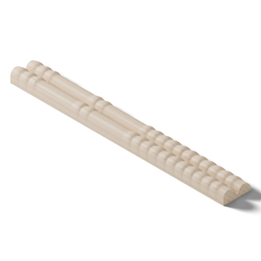 Ripple molding #236-29 in raw hard maple, 6 inch length, isometric view from the back edge
