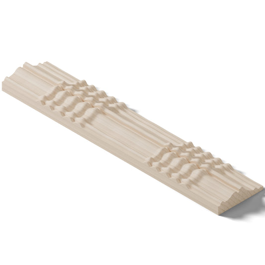 Ripple molding #424-21 in raw hard maple, isometric view from the back edge