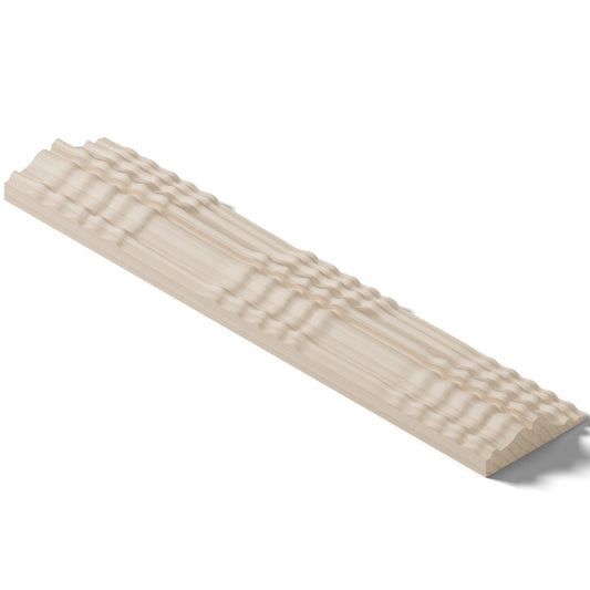 Ripple molding #424-70 in raw hard maple, isometric view from the back edge