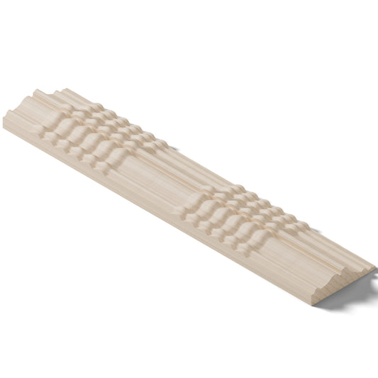 Ripple molding #424-86 in raw hard maple, isometric view from the back edge
