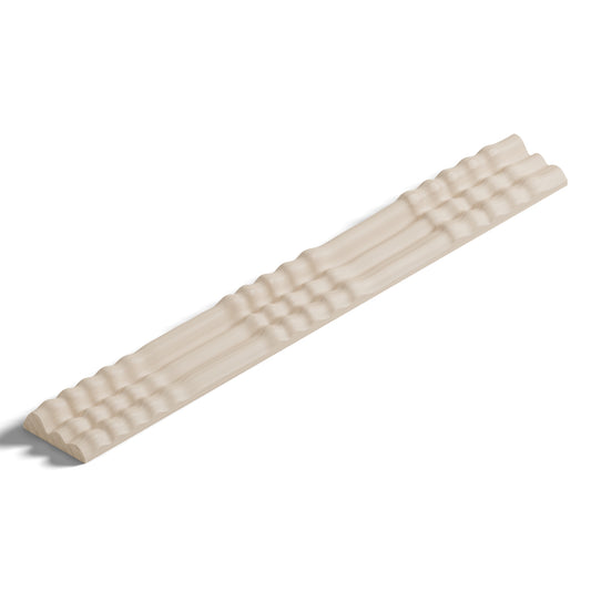 Ripple molding #202-70 in raw hard maple, 6 inch length, isometric view from the sight edge