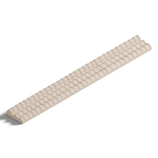 Ripple molding #202-71 in raw hard maple, 6 inch length, isometric view from the sight edge