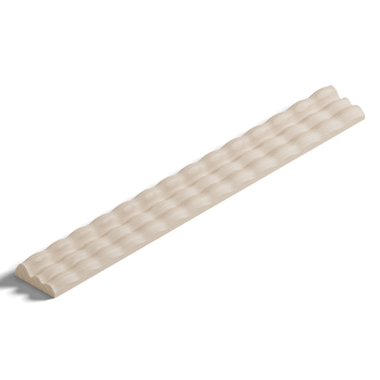 Ripple molding #202-74 in raw hard maple, 6 inch length, isometric view from the sight edge