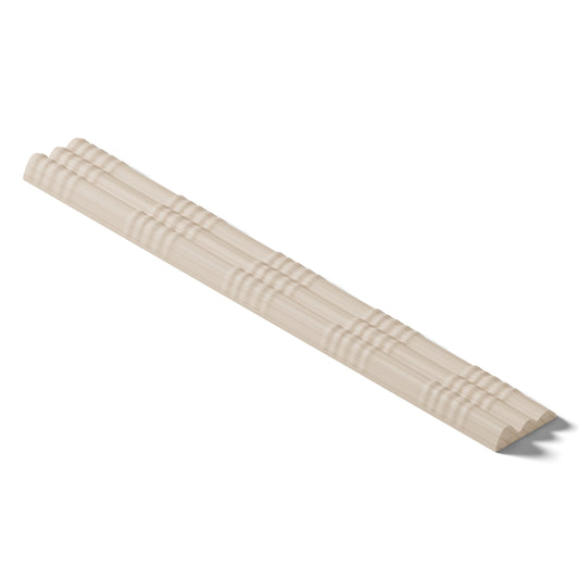 Ripple molding #202-82 in raw hard maple, 6 inch length, isometric view from the back edge
