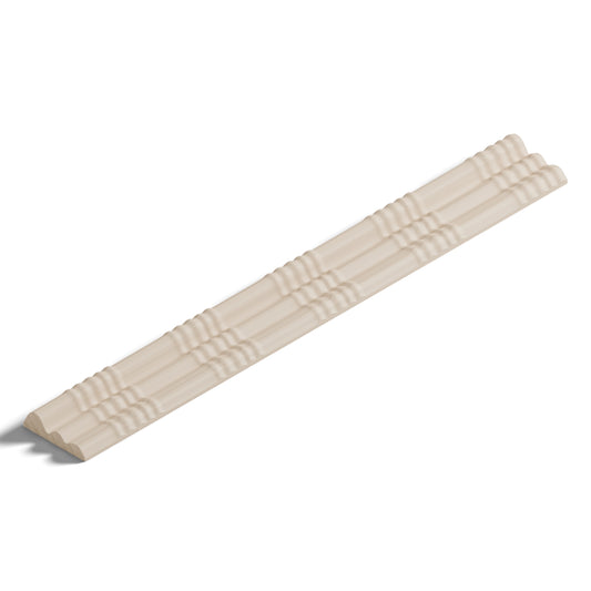 Ripple molding #202-82 in raw hard maple, 6 inch length, isometric view from the sight edge