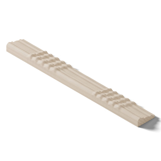 Ripple molding #212-21 in raw hard maple, isometric view from the back edge