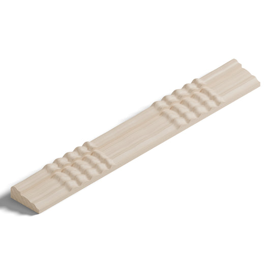 Ripple molding #212-21 in raw hard maple, isometric view from the sight edge