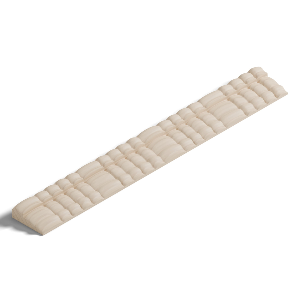 Ripple molding #212-50 in raw hard maple, isometric view from the sight edge