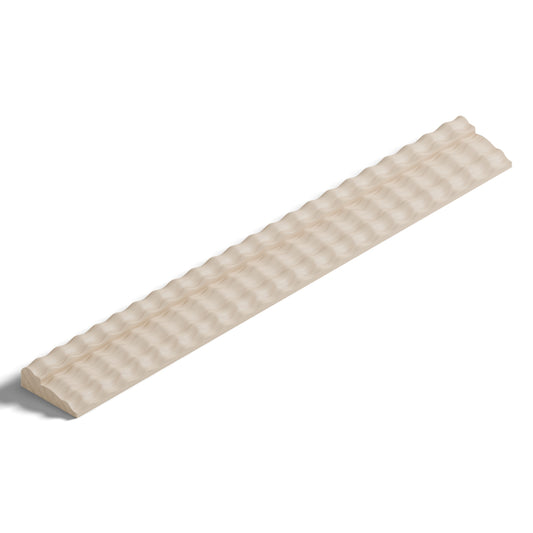 Ripple molding #212-76 in raw hard maple, isometric view from the sight edge