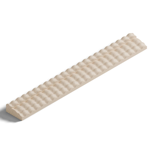 Ripple molding #212-79 in raw hard maple, isometric view from the sight edge