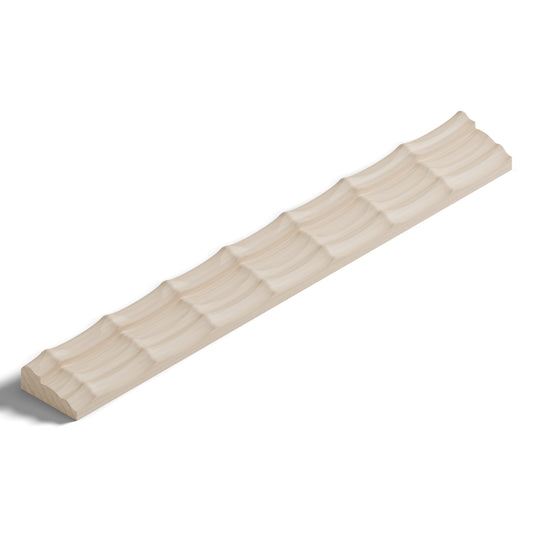 Ripple molding #212-93 in raw hard maple, isometric view from the sight edge