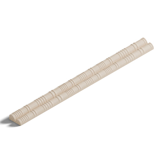Ripple molding #234-14 in raw hard maple, 6 inch length, isometric view from the sight edge