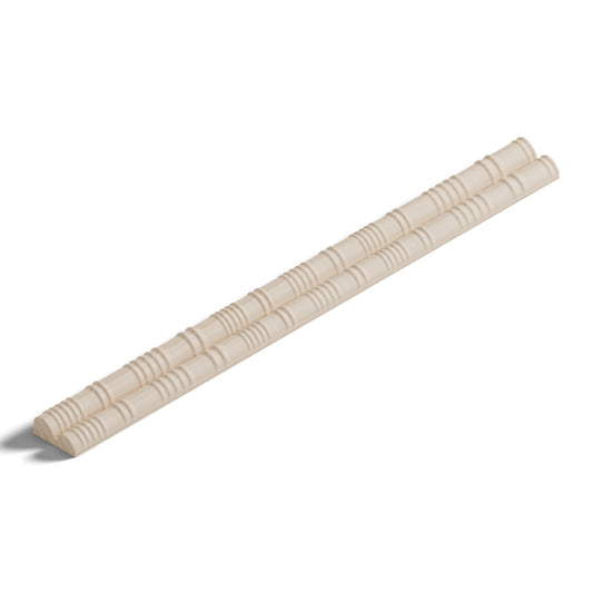 Ripple molding #234-14 in raw hard maple, 6 inch length, isometric view from the sight edge