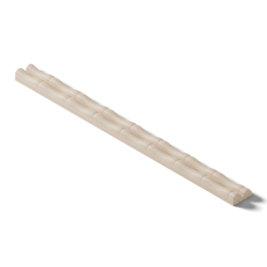 Ripple molding #234-23 in raw hard maple, 6 inch length, isometric view from the back edge