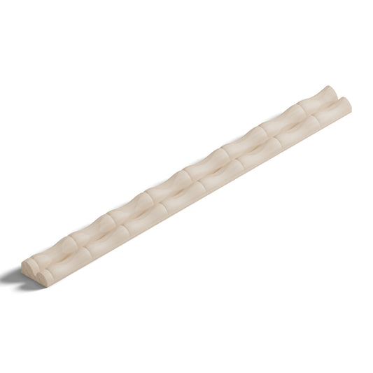 Ripple molding #234-23 in raw hard maple, 6 inch length, isometric view from the sight edge
