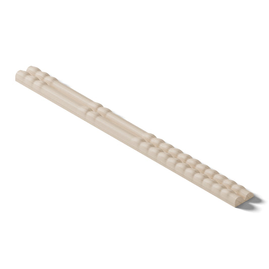 Ripple molding #234-29 in raw hard maple, 6 inch length, isometric view from the back edge