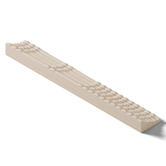 Ripple molding #235-29 in raw hard maple, 6 inch length, isometric view from the back edge