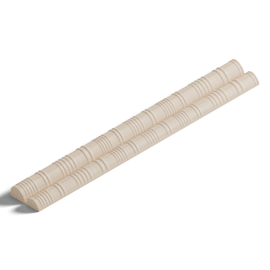 Ripple molding #236-14 in raw hard maple, 6 inch length, isometric view from the sight edge