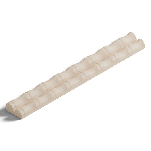 Ripple molding #236-23 in raw hard maple, 6 inch length, isometric view from the sight edge