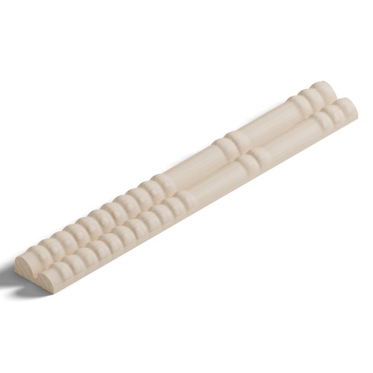 Ripple molding #236-29 in raw hard maple, 6 inch length, isometric view from the sight edge