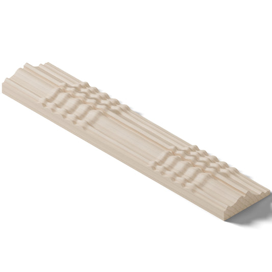 Ripple molding #424-21 in raw hard maple, isometric view from the back edge