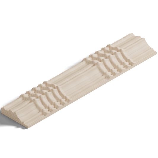 Ripple molding #424-21 in raw hard maple, isometric view from the sight edge