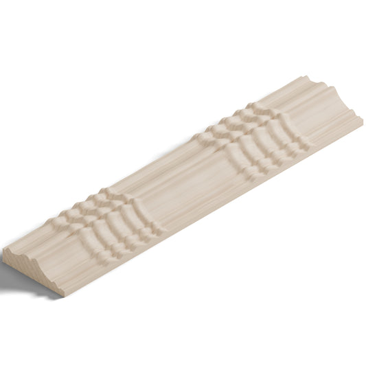 Ripple molding #424-21 in raw hard maple, isometric view from the sight edge