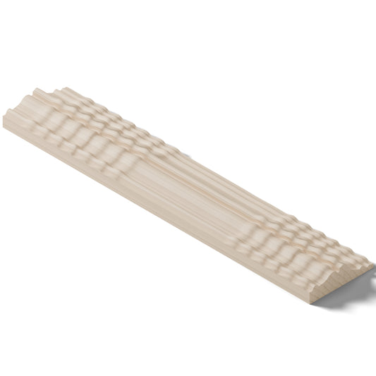 Ripple molding #424-31 in raw hard maple, isometric view from the back edge