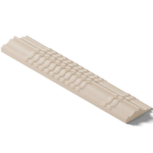 Ripple molding #424-46 in raw hard maple, isometric view from the back edge