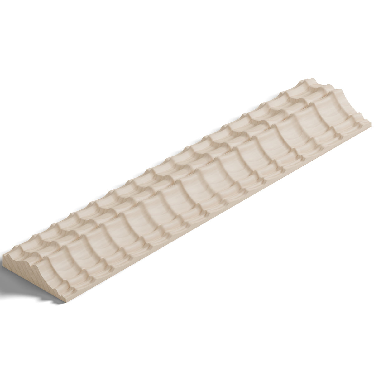 Ripple molding #424-52 in raw hard maple, isometric view from the sight edge