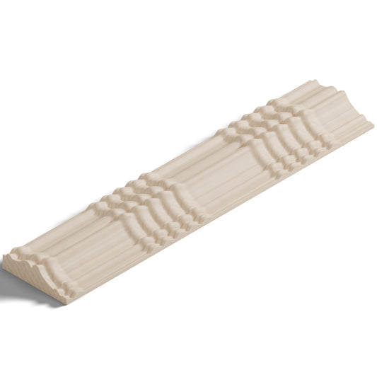 Ripple molding #424-84 in raw hard maple, isometric view from the sight edge