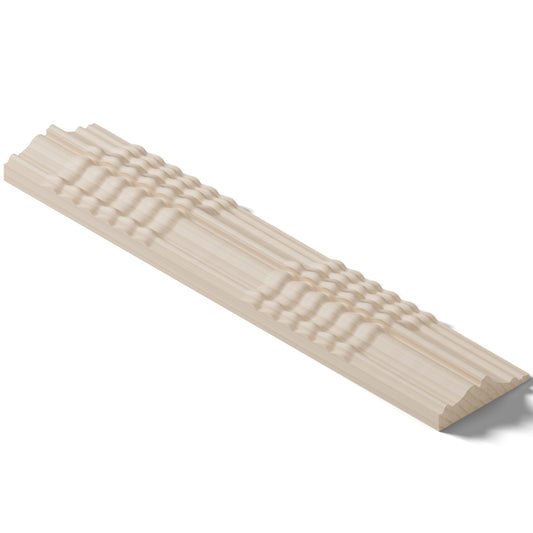 Ripple molding #424-86 in raw hard maple, isometric view from the back edge