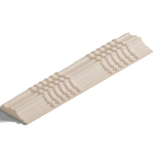 Ripple molding #424-86 in raw hard maple, isometric view from the sight edge