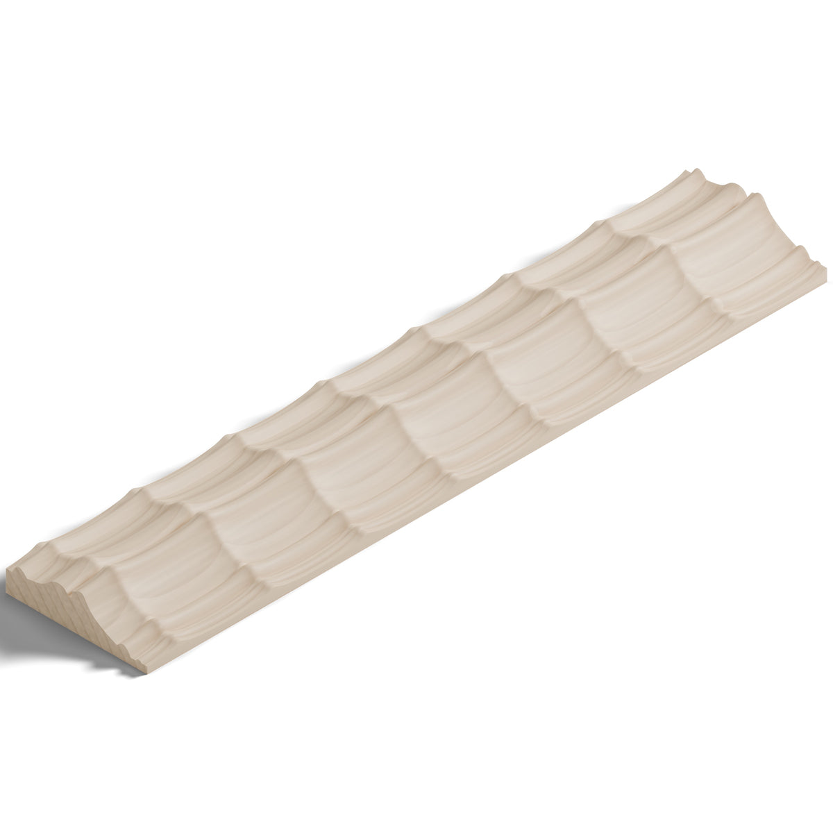Ripple molding #424-93 in raw hard maple, isometric view from the sight edge